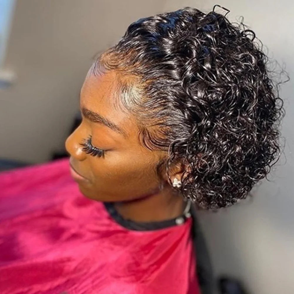 Pixie Cut Spring Curl - Lace Frontal Human Hair Wig - Various Colors Available