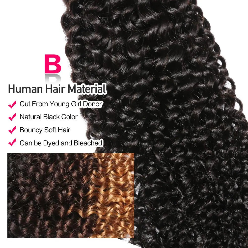 Deep Curly Brazilian Unprocessed Human Hair Weave Bundles