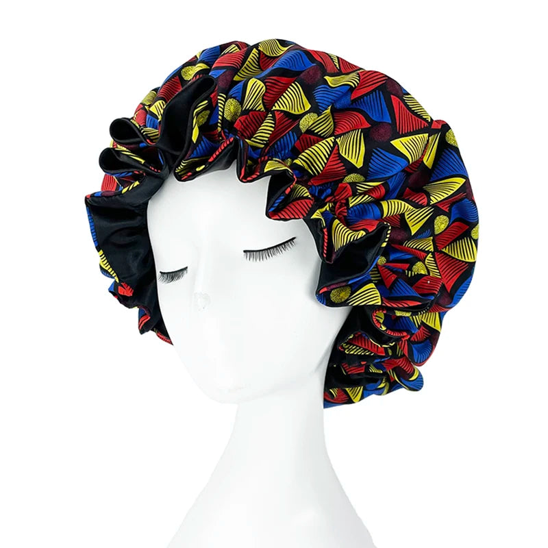 African Pattern Print Satin Bonnets