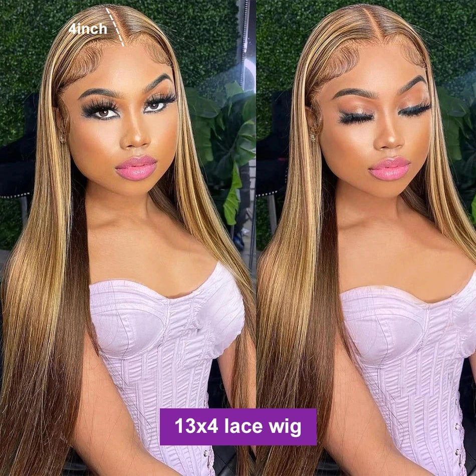 Ombre Highlight Bone Straight - HD Lace Front Human Hair Wig
