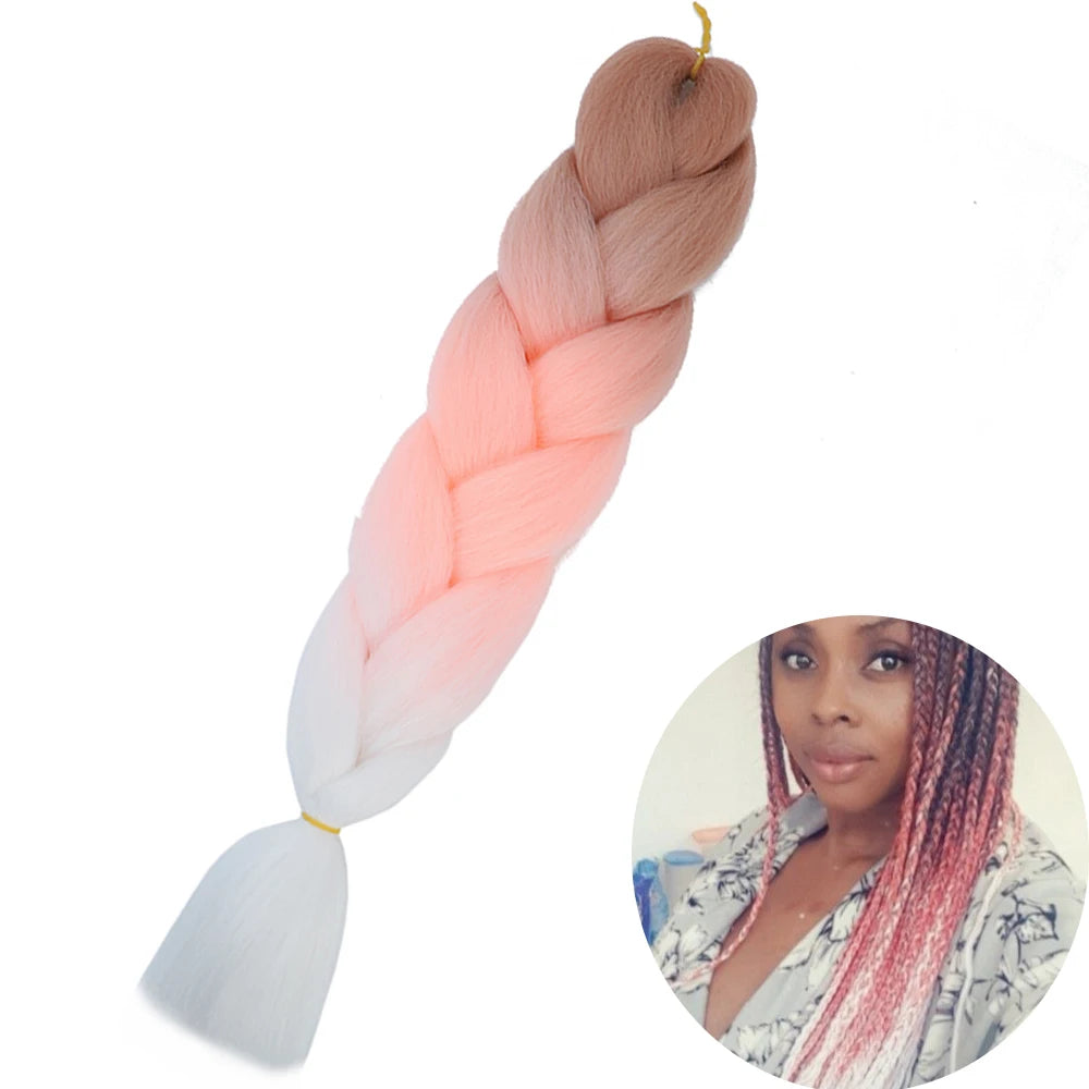 24" Synthetic Yaki Jumbo Braiding Hair - Various Colors Available