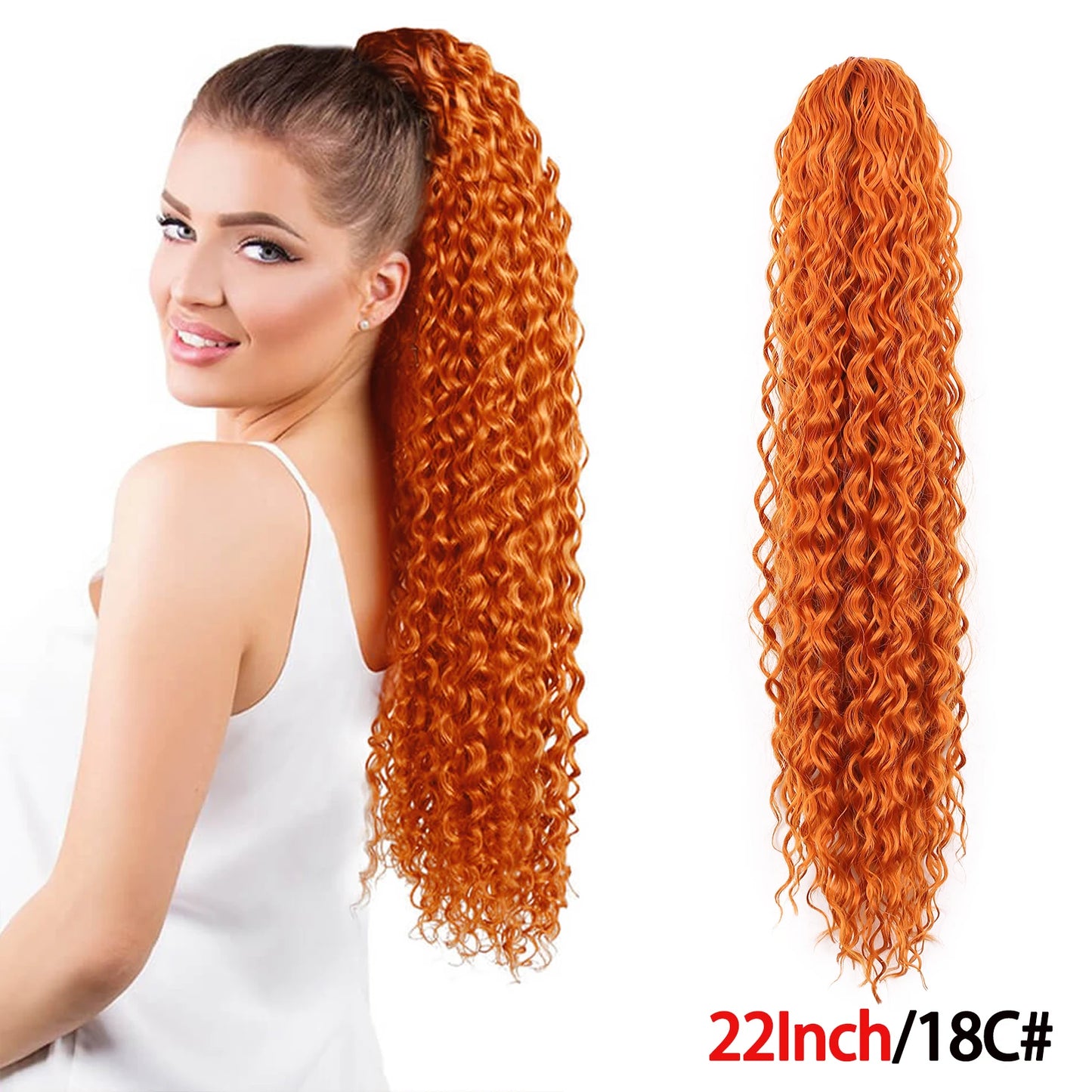 Long Synthetic Deep Wave Wrap Drawstring Ponytails - Various Options Available