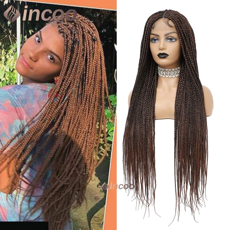 36" Full Lace Front Synthetic Box Braided Knotless Wigs - Various Colors Available