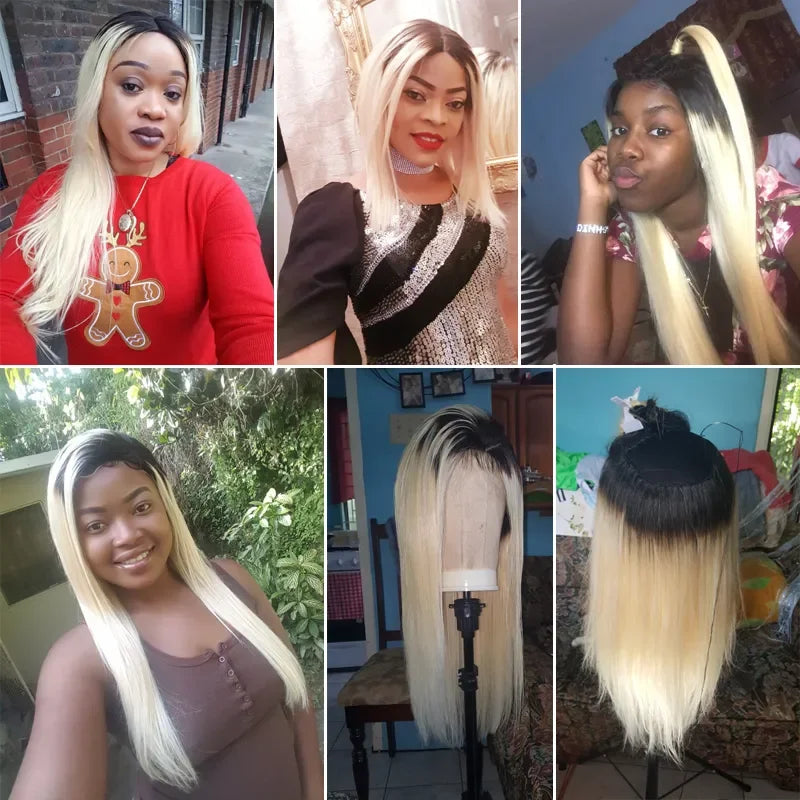 Brazilian Virgin Human Hair Straight Swiss Lace Closure HD Transparent 1B  & 613 Honey Blonde