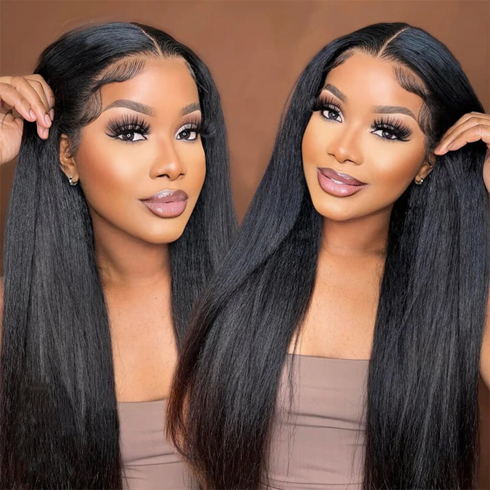 Raw Indian Yaki Straight 3 Bundles With HD Frontal Closure Human Hair Bundles