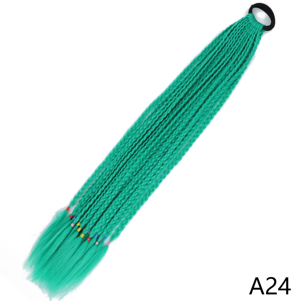 Synthetic Gradient Color Braided Ponytails With Elastic Band