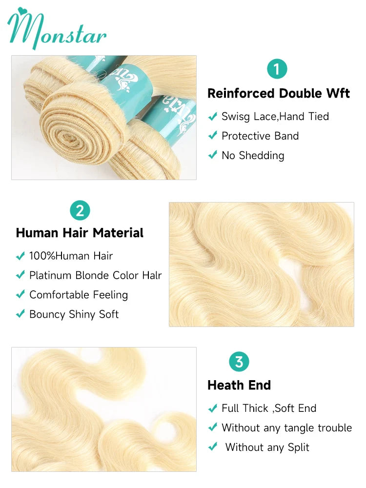 613 Blonde Body Wave Remy Human Hair - Various Lengths