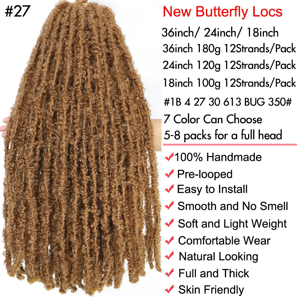 Butterfly Locs Synthetic Crochet Hair - Various Colors Available