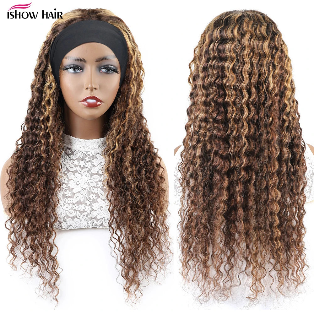 Deep Wave P4/27 Highlight Human Hair Headband Wig