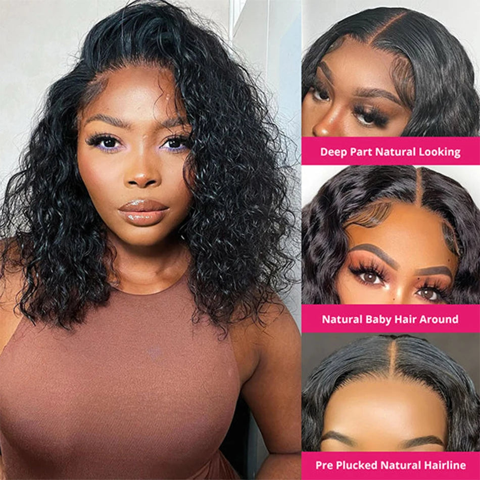 Deep Water Wave Curly Bob - Transparent Lace Frontal Glueless Wig