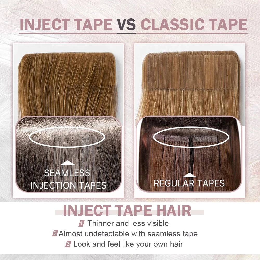 Invisible Seamless Skin Weft Injection Virgin Human Hair Tape In