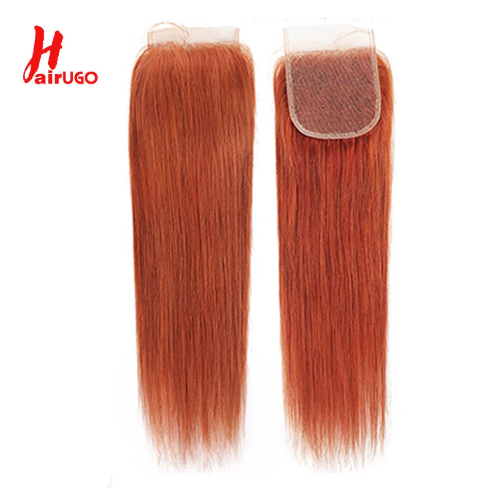 Ginger Orange HairUGo Brazilian Human Hair Lace Closures With Baby Hair - Various Options Available