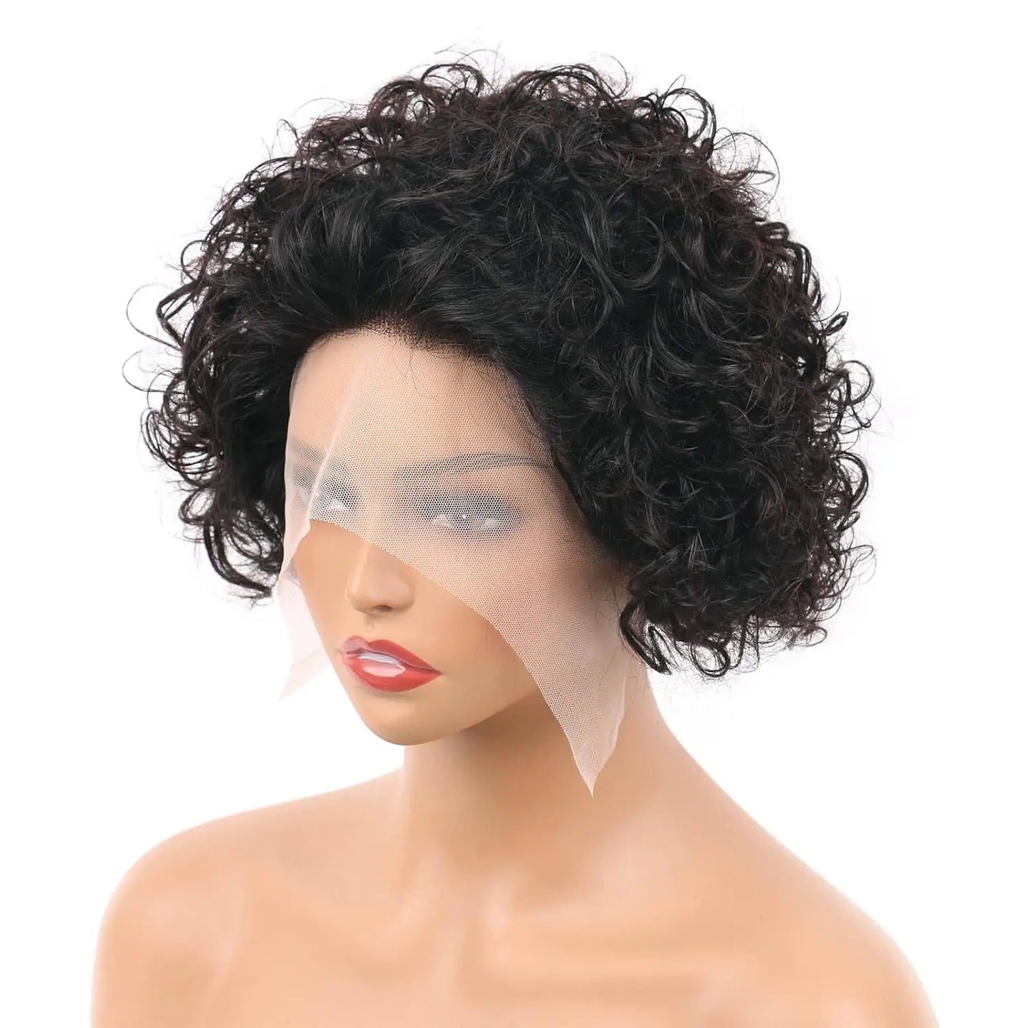 Pixie Cut Short Curly - Pre Plucked Transparent Lace Human Hair Wig