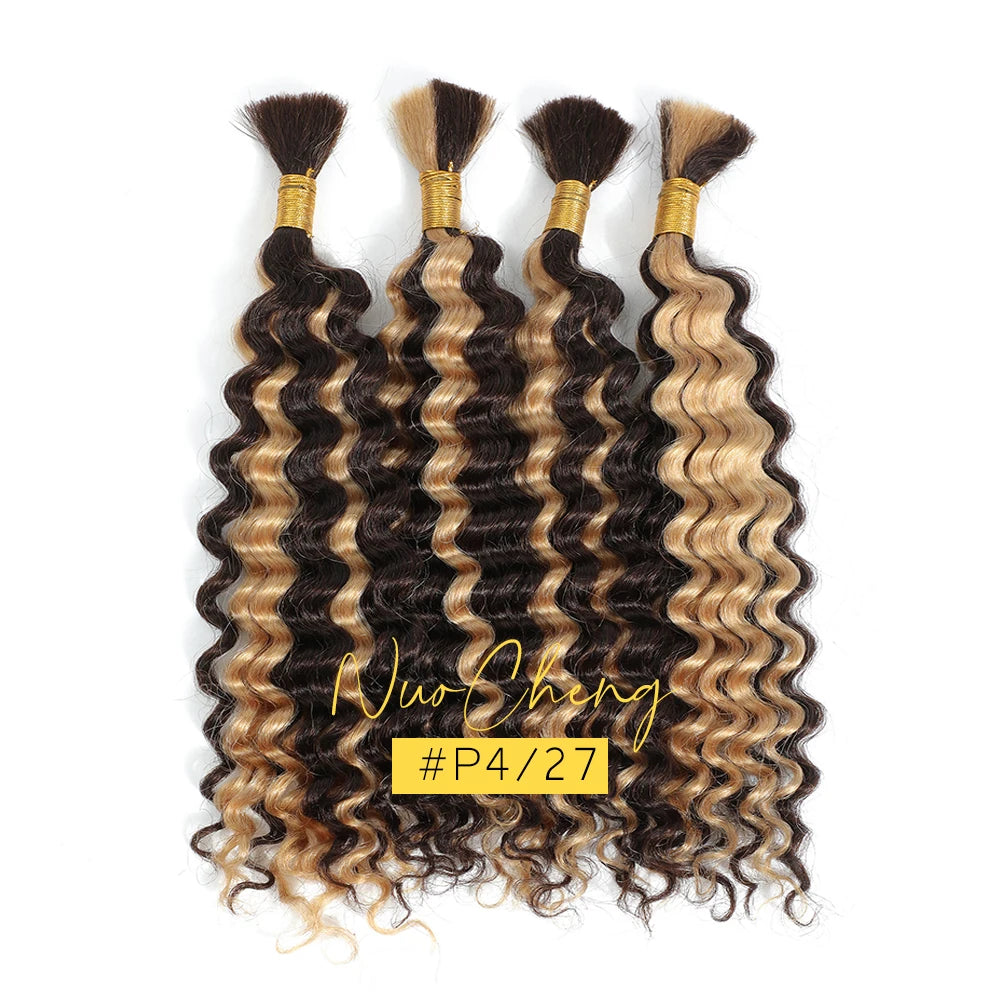 Deep Wave Bulk Human Hair for Braiding - Various Colors Available