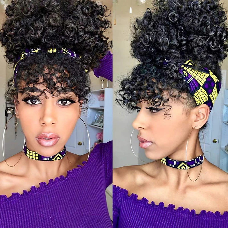 Synthetic Short Kinky Curly Headband Wigs - Various Colors Available