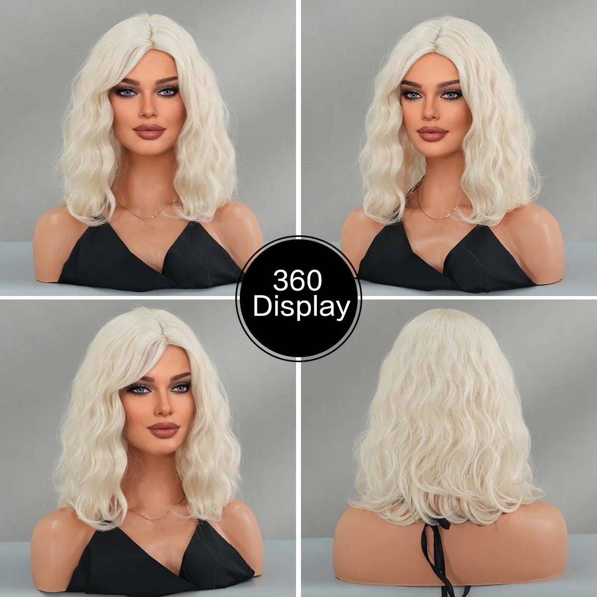 High Density Short Wavy Bob Synthetic Middle Part Wigs - Various Colors Available