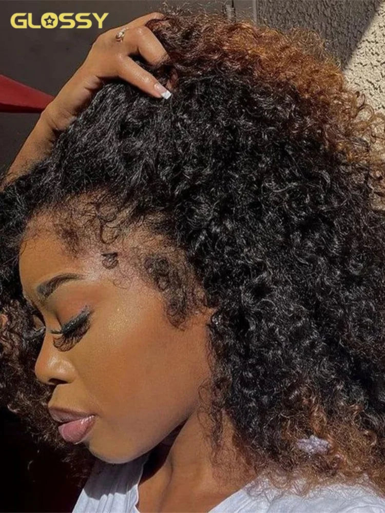 Kinky Deep Wave Curly HD Frontal 4C Edges Human Hair Wig