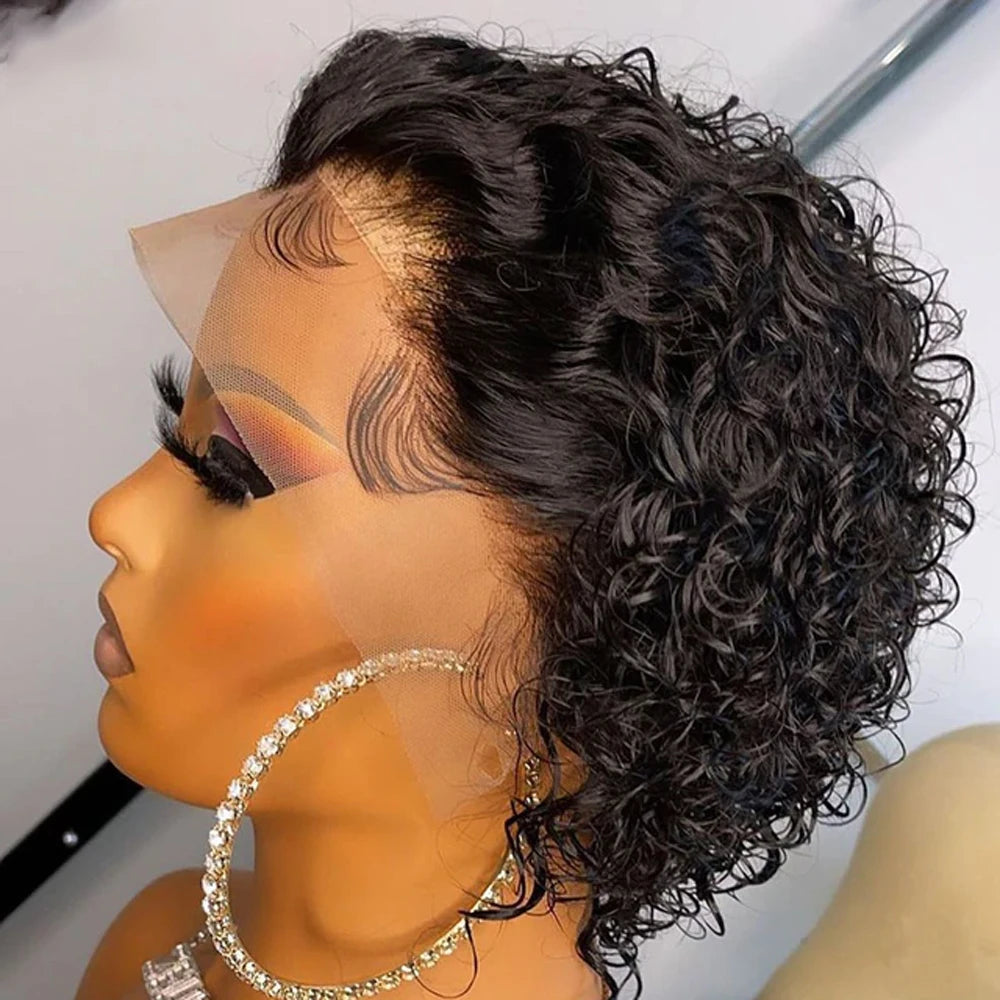 Pixie Cut Spring Curl - Lace Frontal Human Hair Wig - Various Colors Available