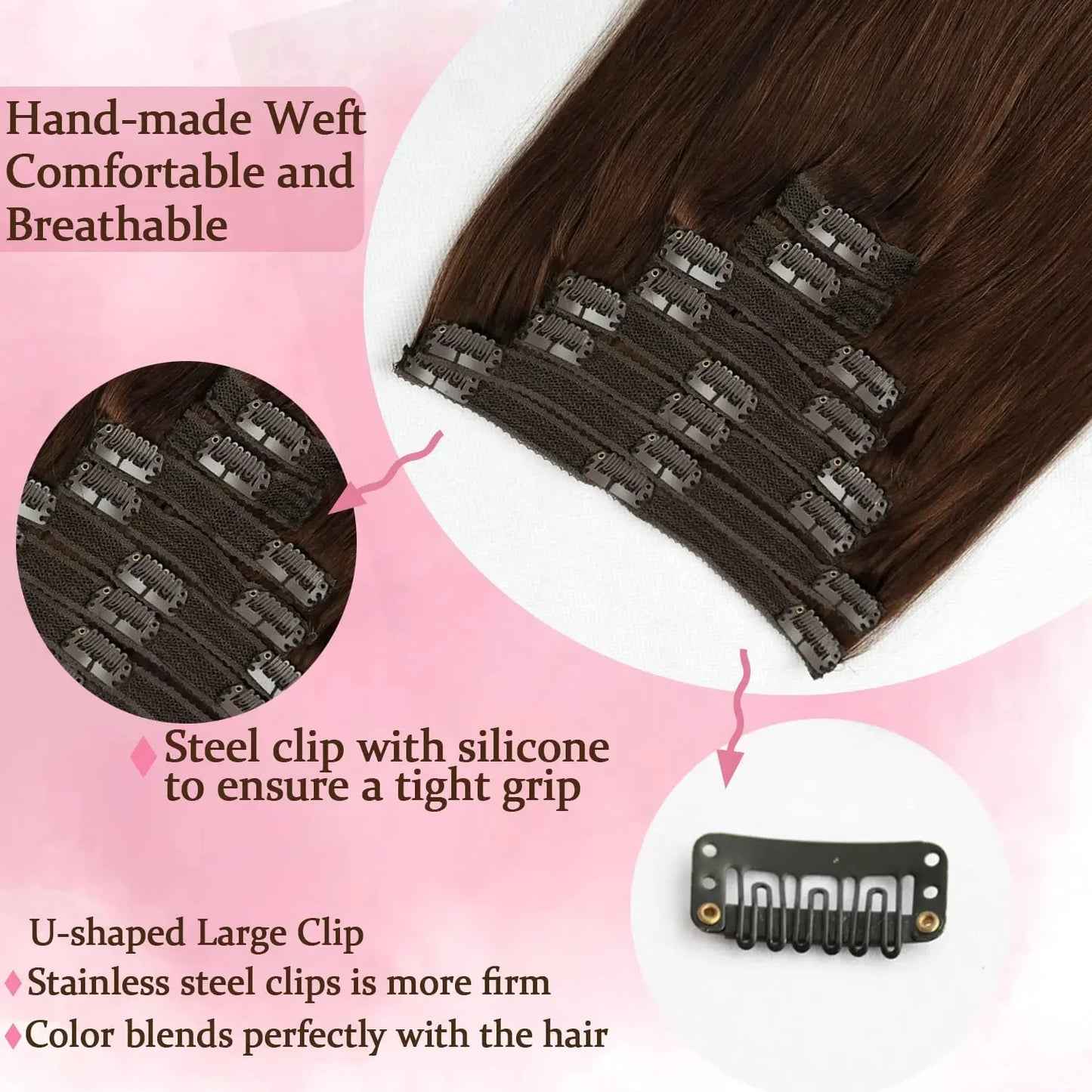 Straight 8pc Clip - In Human Hair Extensions - Various Colors Available