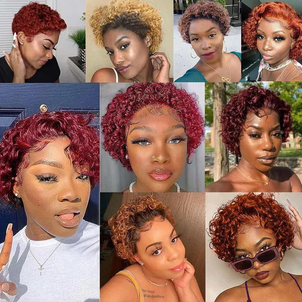 Pixie Cut Spring Curl - Lace Frontal Human Hair Wig - Various Colors Available