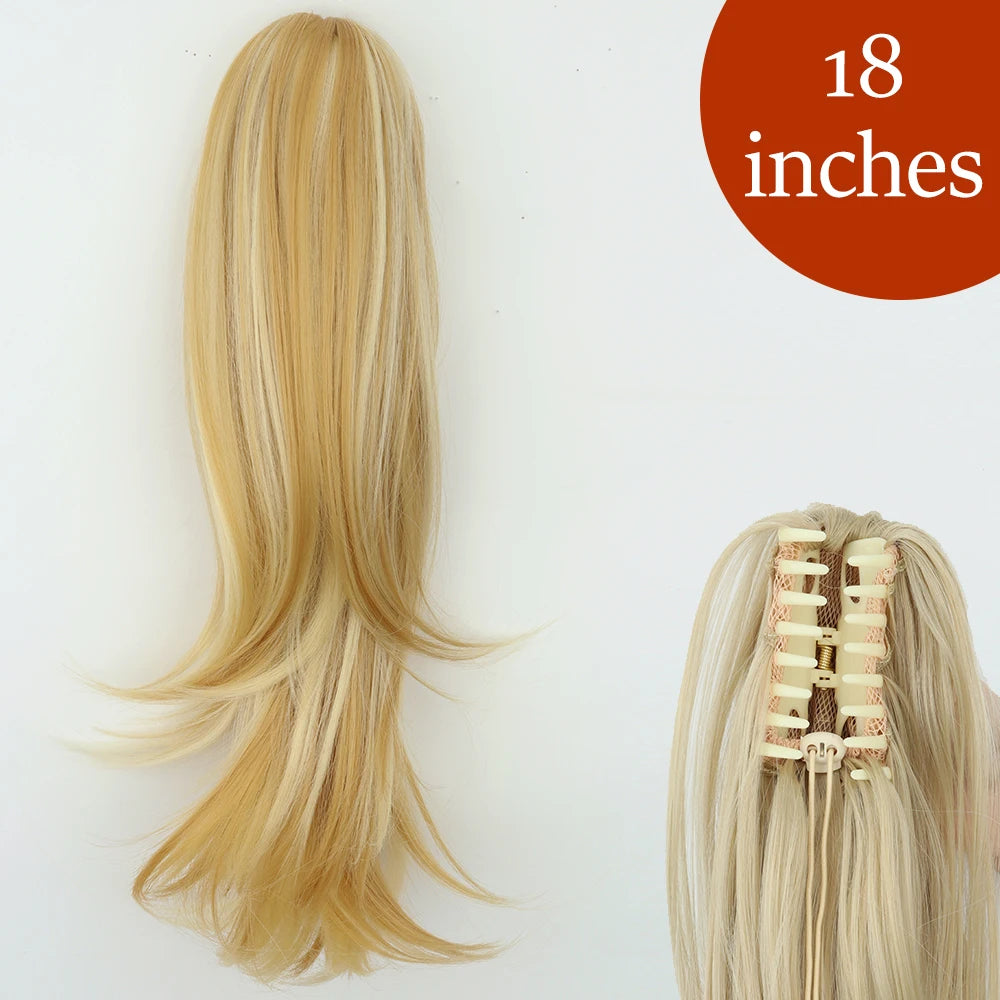 Synthetic Long Straight Claw Clip On 24Inch Ponytail