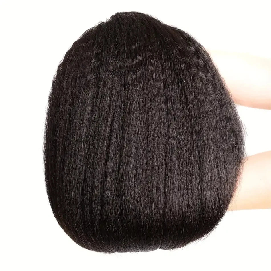 Raw Indian Yaki Straight 3 Bundles With HD Frontal Closure Human Hair Bundles