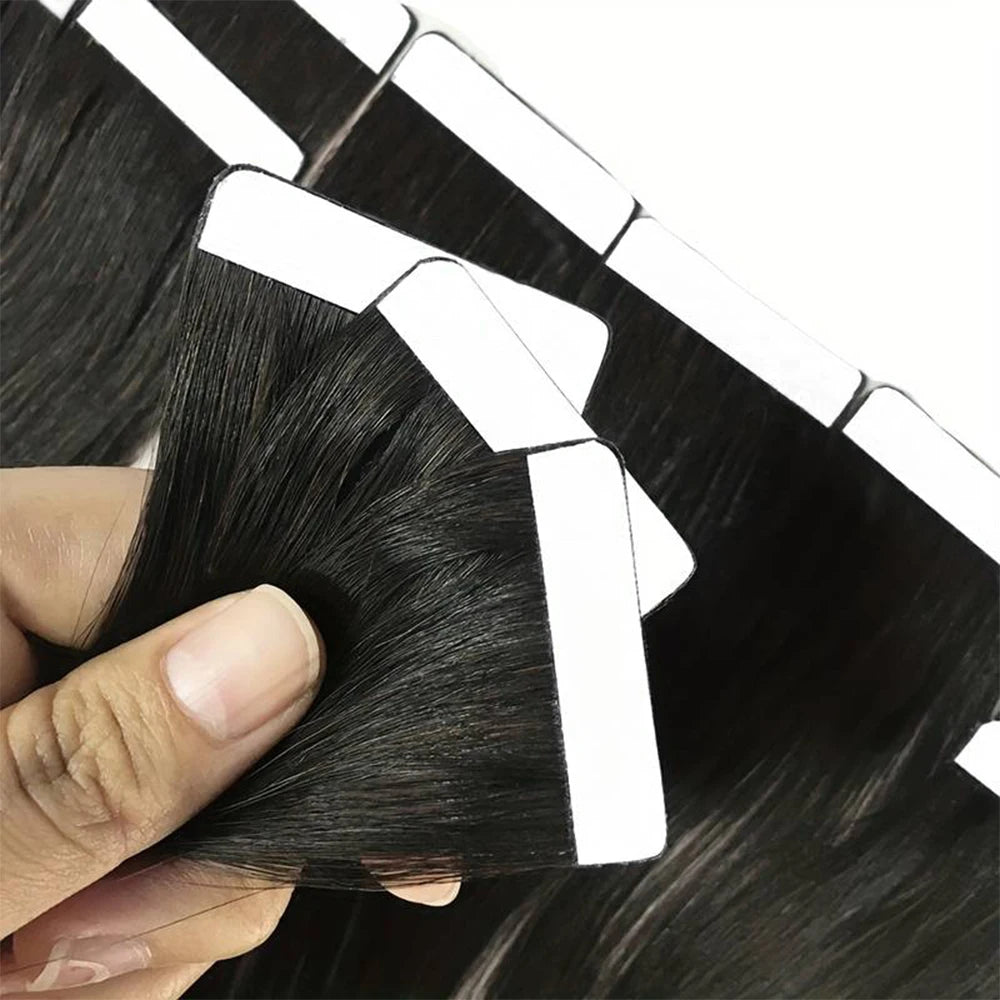 Straight Skin Weft Adhesive Invisible 100% Real Human Hair Tape-Ins