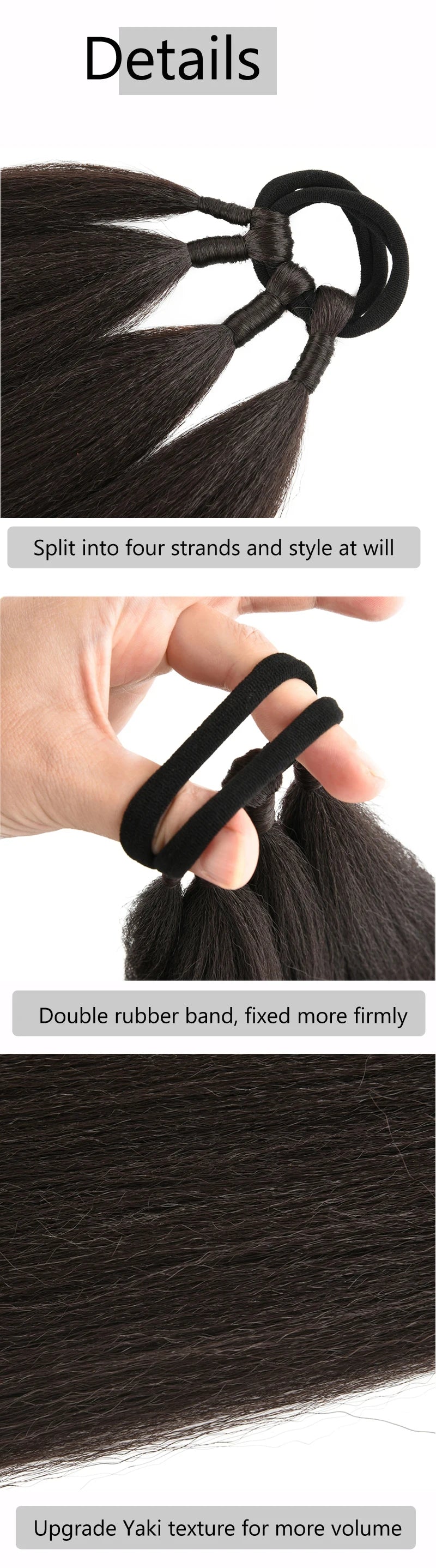 26/34inch Synthetic Long Straight Wrap Around Chignon Ponytail With Rubber Band