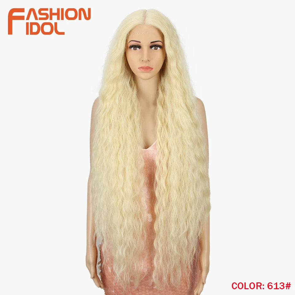 Water Wave 42 Inch Lace Front Synthetic Wigs - Various Colors Available