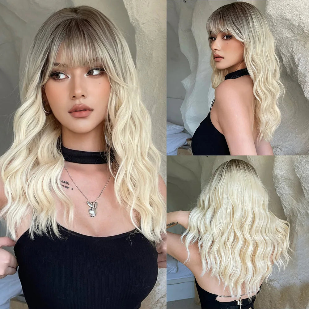 Long Curly Wavy Cosplay Synthetic Wigs With Bangs - Various Colors Available