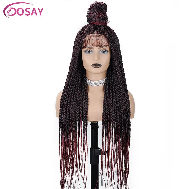 36" Synthetic Lace Front Knotless Box Braided Synthetic Wigs