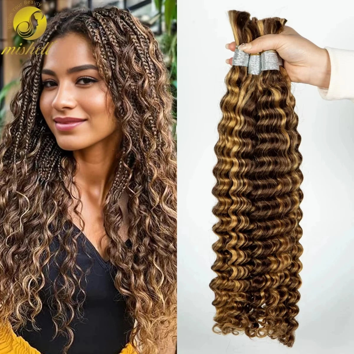 Deep Wave Highlight Ombre Human Hair For Braiding