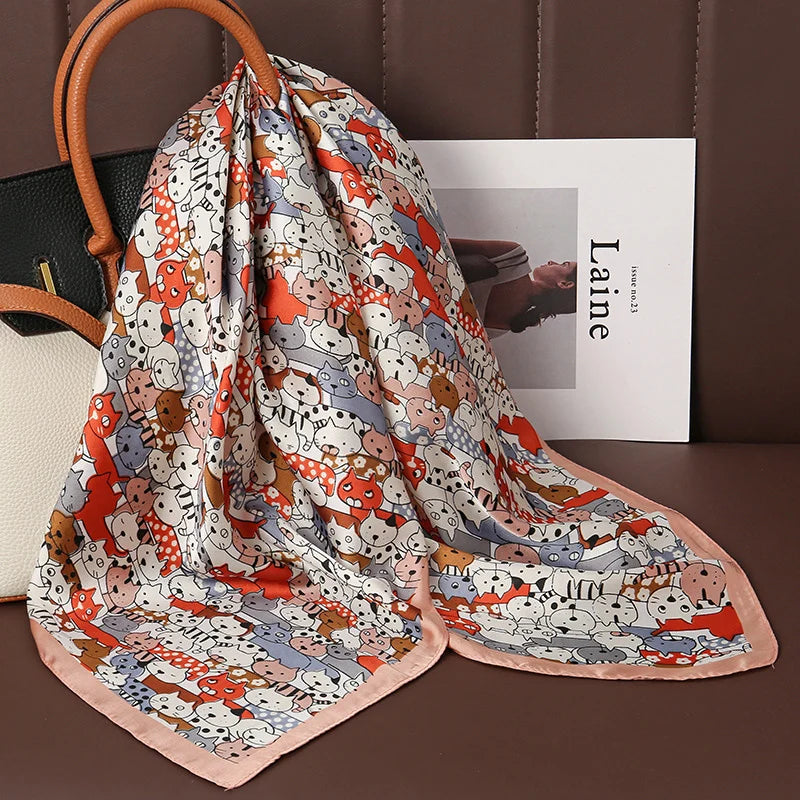 Luxury Print Satin Silk Square Scarfs