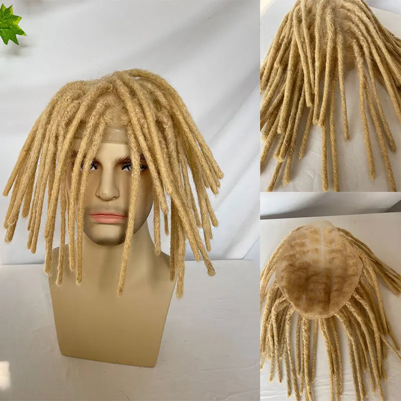 Full French Lace Base Afro Dreadlock 12Inch Toupee Human Hair System Hair Prosthesis