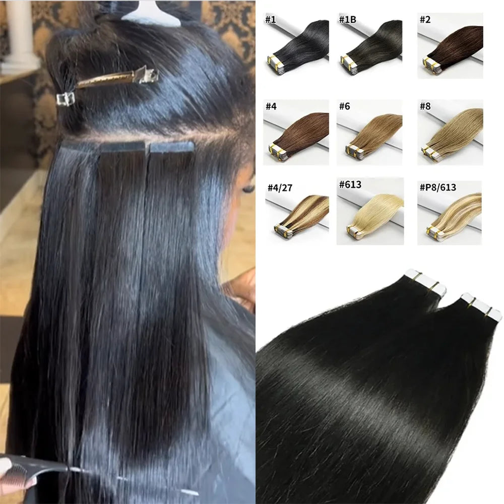 Straight Brazilian Human Hair Tape In - Various Options Available