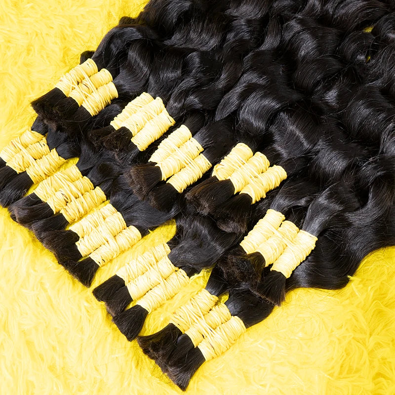 Loose Deep Wave Curly Indian Unprocessed No Weft Human Hair for Braiding