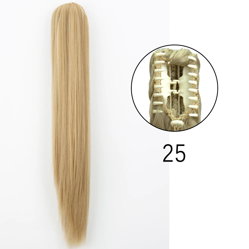 Synthetic Long Straight Claw Clip On 24Inch Ponytail