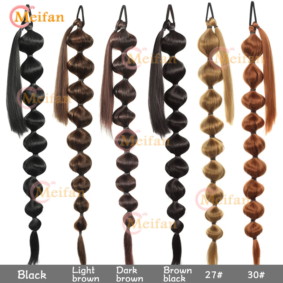 Synthetic Long Bubble Braid Wrap Around Ponytails