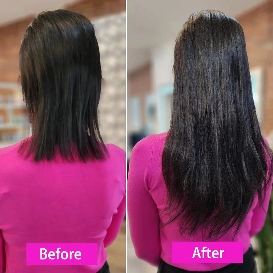 Straight Clip - In Human Hair Extensions, 8pcs Set - Various Colors Available
