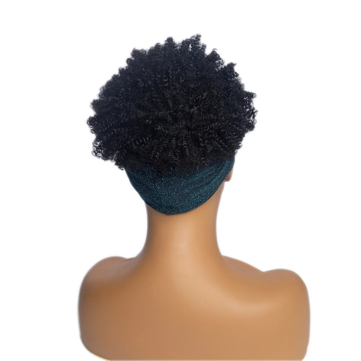 Short Kinky Curly Headband Synthetic Wigs With Bangs - Various Headband and Hair Colors Available
