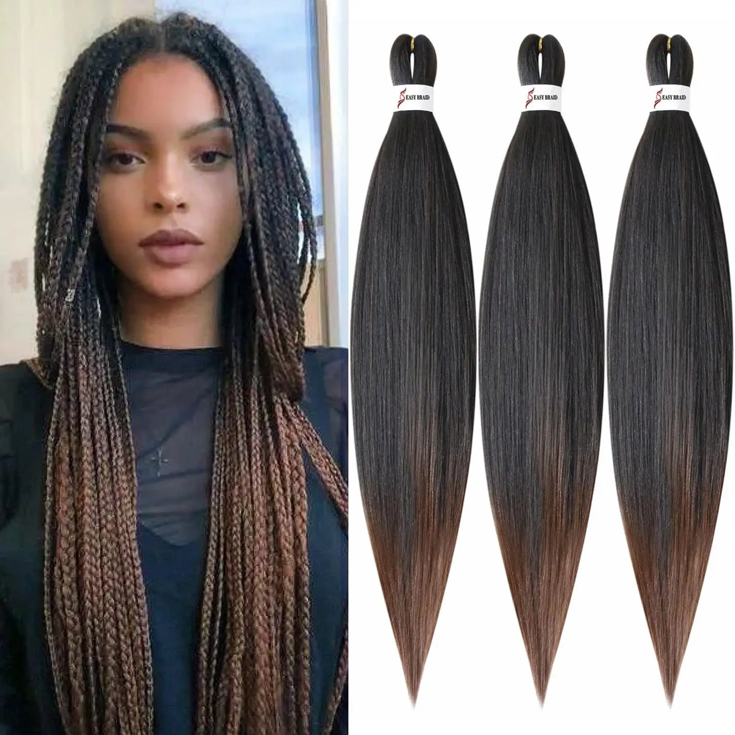 Pre Stretched Synthetic Braiding Hair - Ombre Colors Available