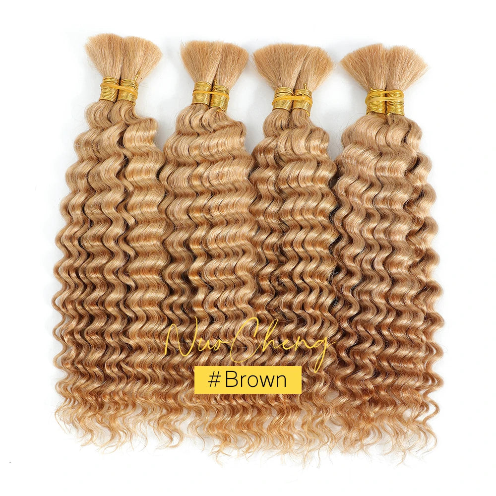 Deep Wave Bulk Human Hair for Braiding - Various Colors Available