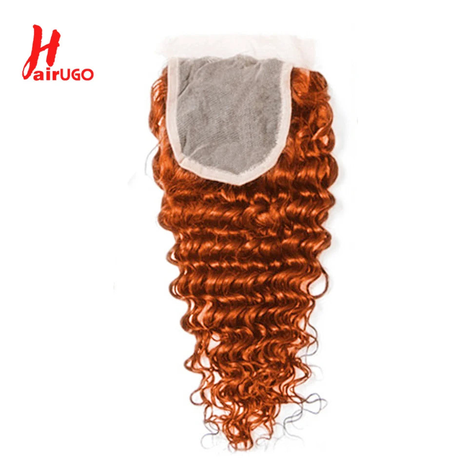 Ginger Orange HairUGo Brazilian Human Hair Lace Closures With Baby Hair - Various Options Available