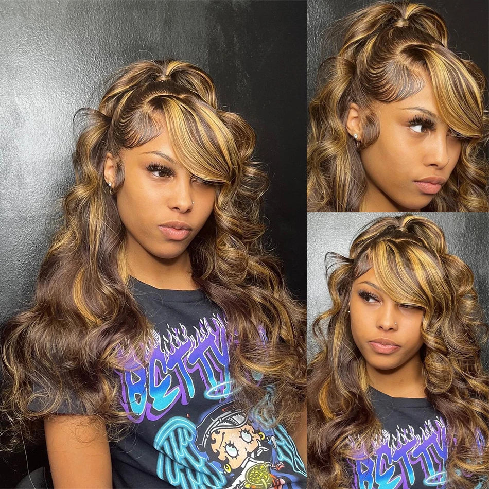 Body Wave Highlight Colors - HD Lace Frontal Human Hair Wig