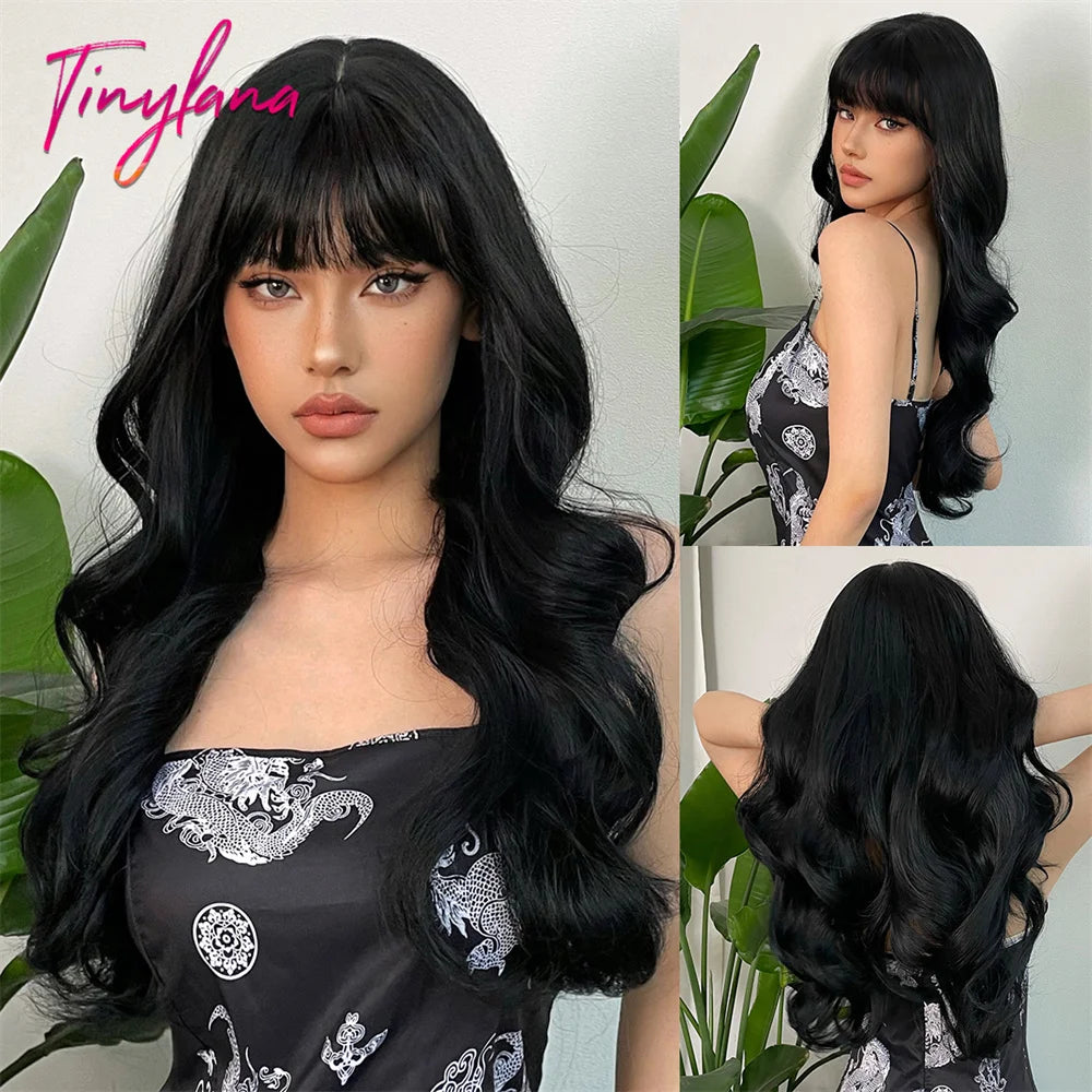 Long Curly Wavy Cosplay Synthetic Wigs With Bangs - Various Colors Available
