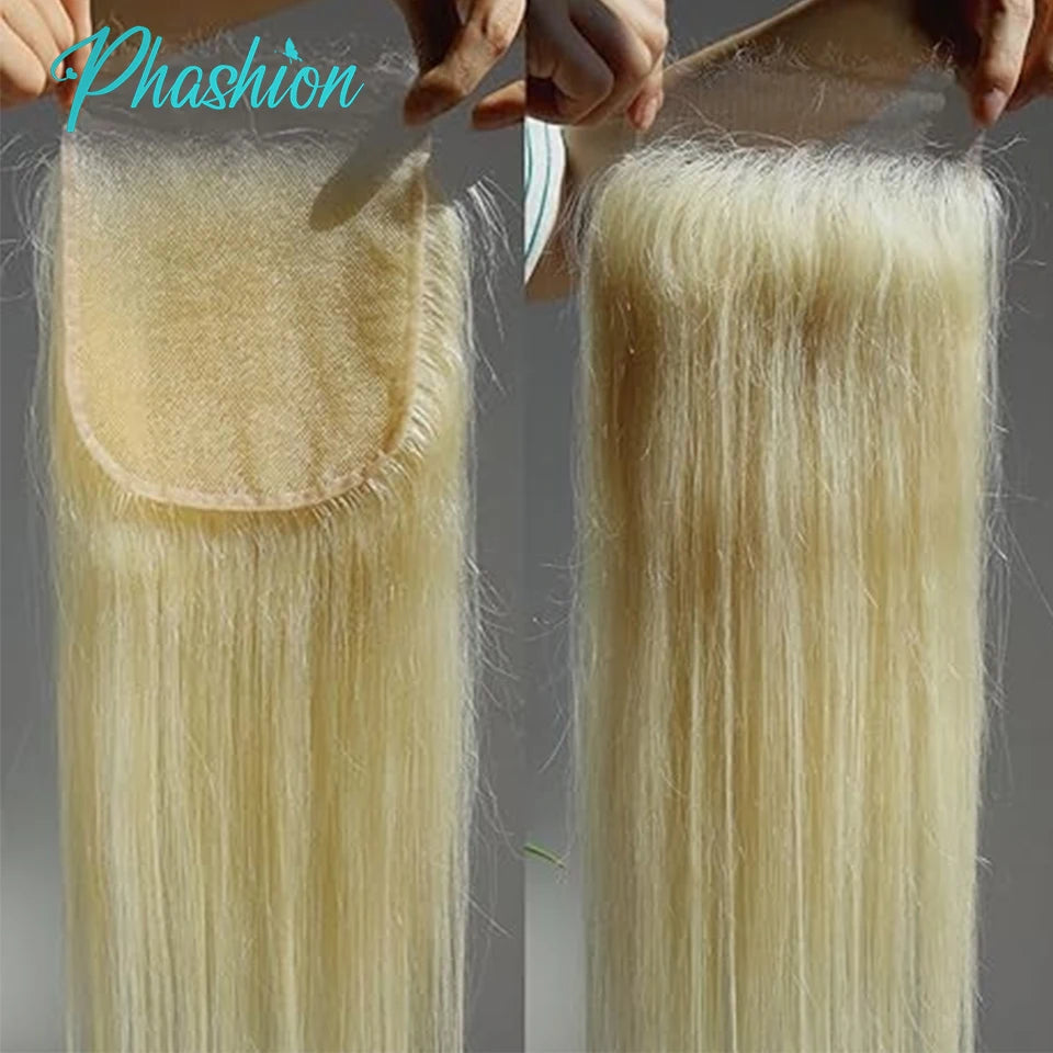 Swiss Closure or HD Lace Frontal 613 Blonde Silky Straight 100% Human Hair