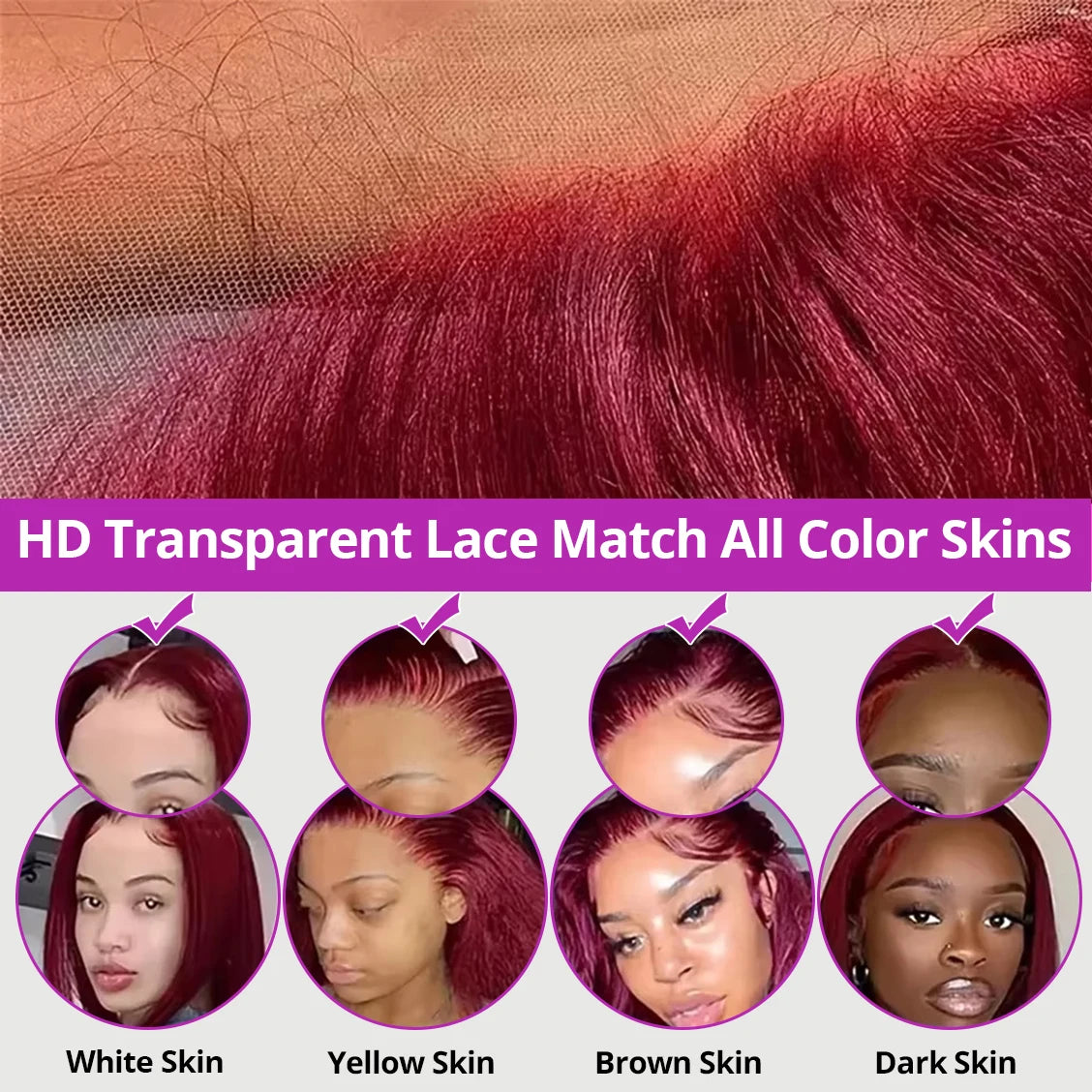 Brazilian Straight Burgundy Short Bob - Glueless Ready to Wear Wig