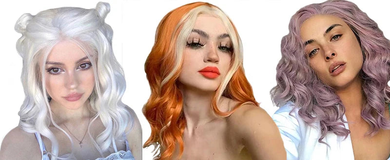 Water Wave Short Synthetic Lace Front Wigs - Various Colors Available