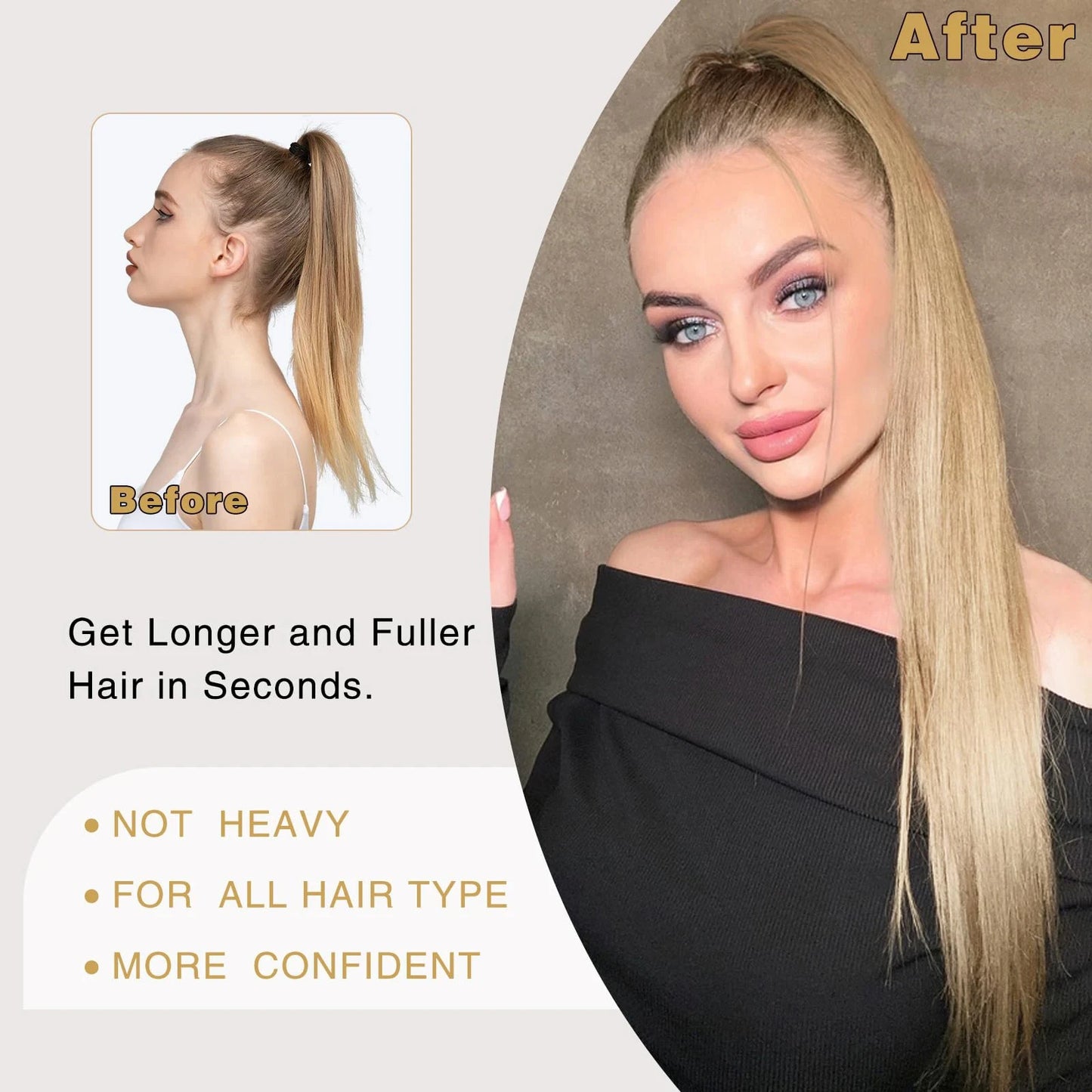 #613 Blonde Straight 100% Unprocessed Human Hair Drawstring Ponytail With Clip