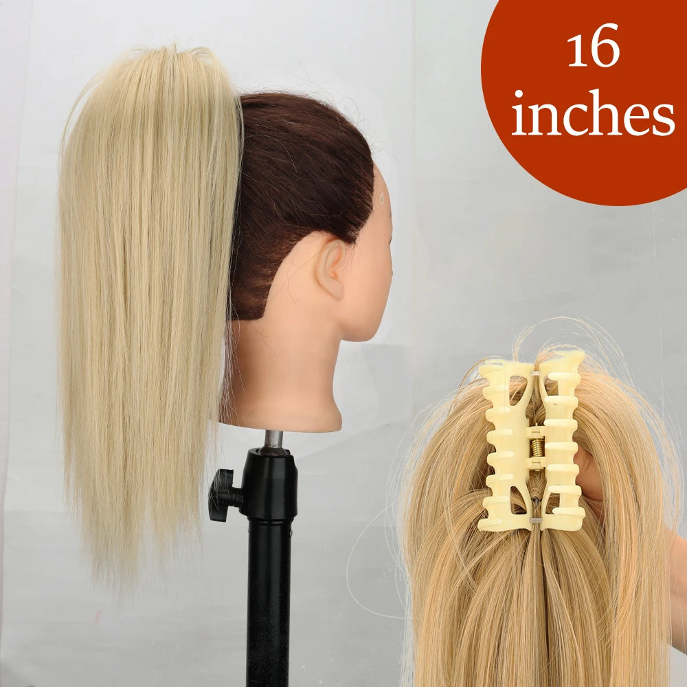 Synthetic Long Straight Claw Clip On 24Inch Ponytail